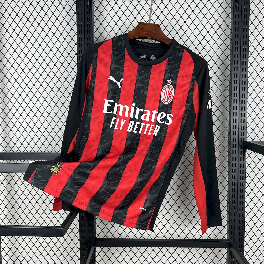 Camisa AC Milan Manga Longa I 2025/26 Torcedor Masculina