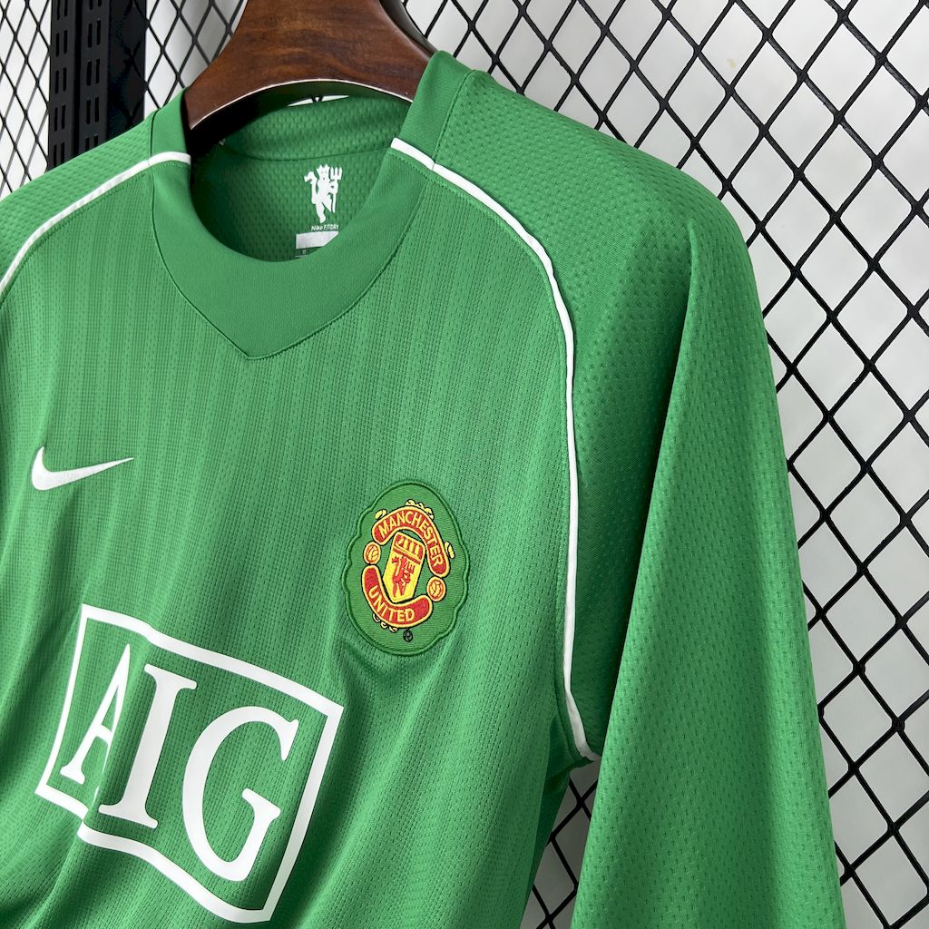 Camisa Retrô Manchester United Verde Goleiro Manga Longa 2007/08