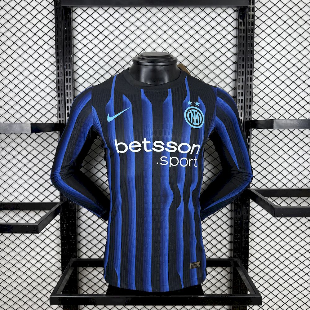 Camisa Inter Milan I Manga Longa 2025/26 Jogador Masculina