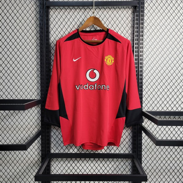 Camisa Retrô Manchester United I Manga Longa 2002/04
