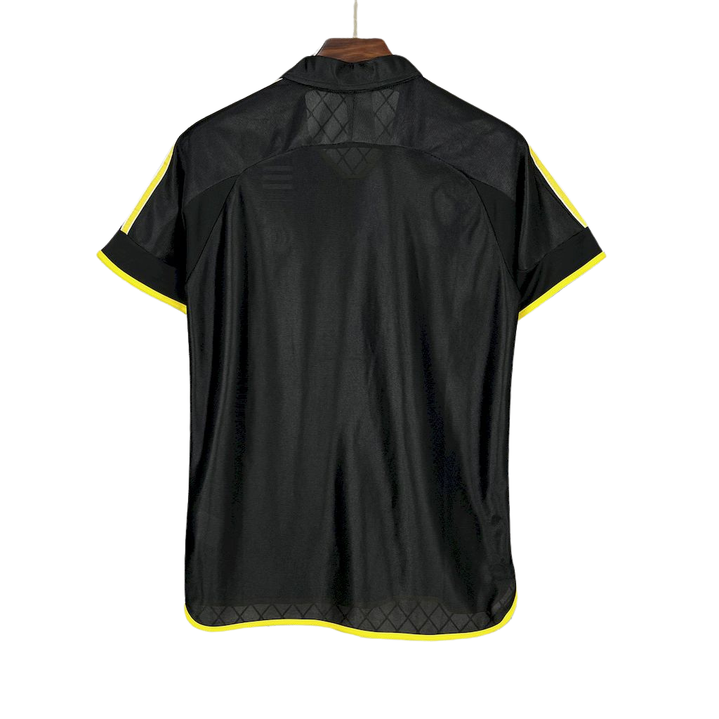 camisa-retro-real-madrid-ll-2000-01-UEFA-champions-league-europeu-antiga-uniforme-camiseta-preta-e-amarela-teka-adidas-gola-polo