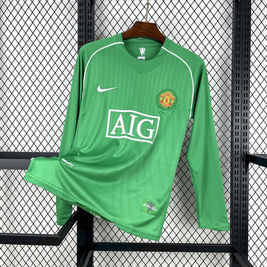 Camisa Retrô Manchester United Verde Goleiro Manga Longa 2007/08