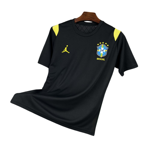 Camisa Brasil 2026 preta Jordan pré jogo masculina camisa seleção brasileira preta treino CBF
