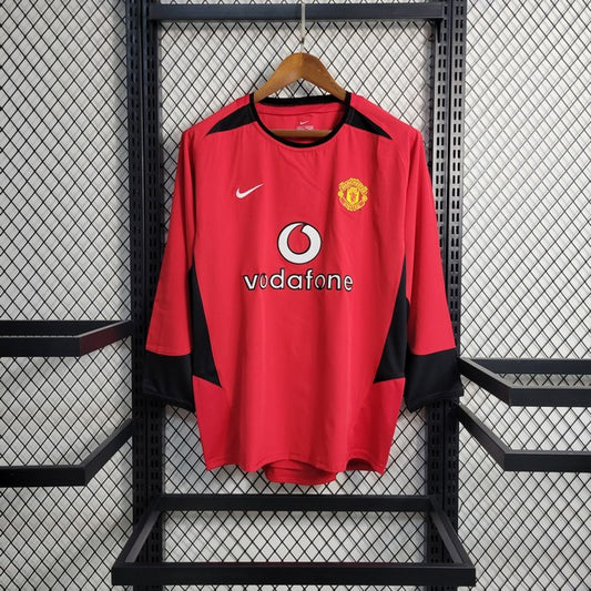 Camisa Retrô Manchester United I Manga Longa 2002/04