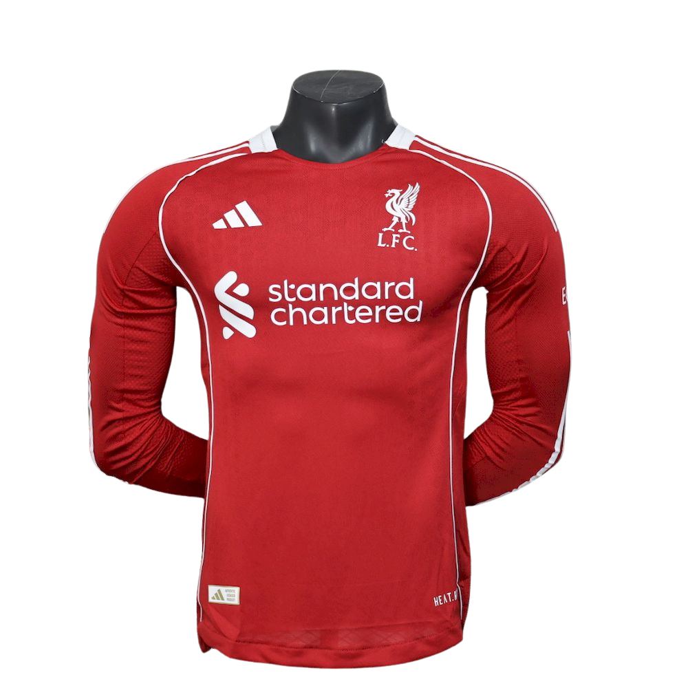 Camisa Liverpool Manga Longa I 2025/26 Jogador Masculina