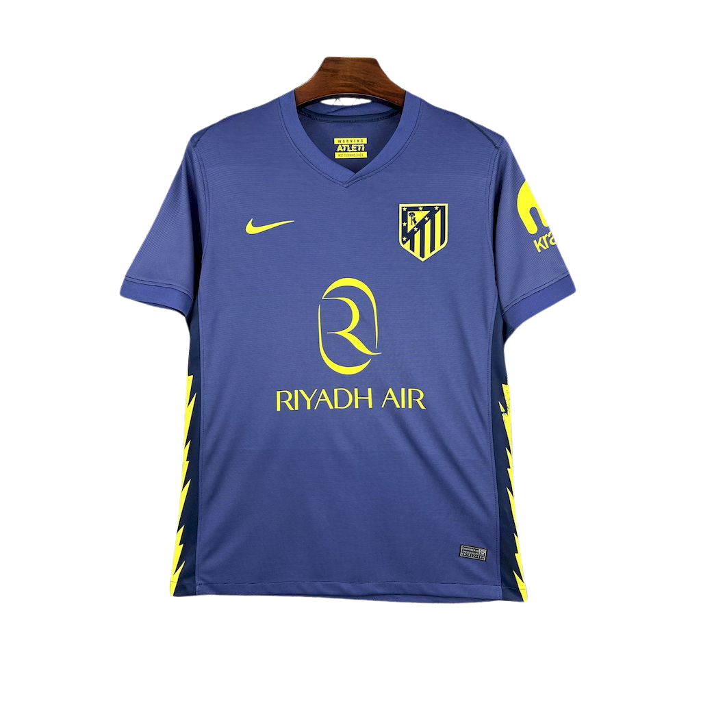 camisa-atletico-madrid-il-2025-26-torcedor-masculina-camiseta-champions-league-lancamento-europeu-segunda-away-oficial-riyadh-air-nije-azul-amarela-amarelo