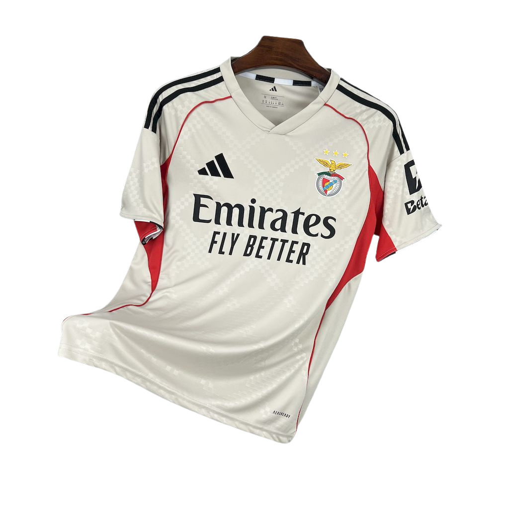 camisa-benfica-ll-2025-26-torcedor-masculina-camiseta-champions-league-lancamento-europeu-segunda-away-oficial-primeira-liga-portugal-emirates-fly-better-adidas-betano-branca-vermelha-preta