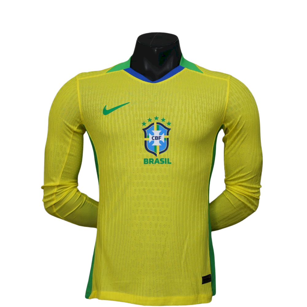 camisa-brasil-2025-amarela-manga-longa-jogador camisa-seleção-brasileira-2026-jogador-casa uniforme-brasil-manga-longa-jogador camisa-cbf-2025-performance copa-do-mundo camiseta-brasil-jogador-manga-longa