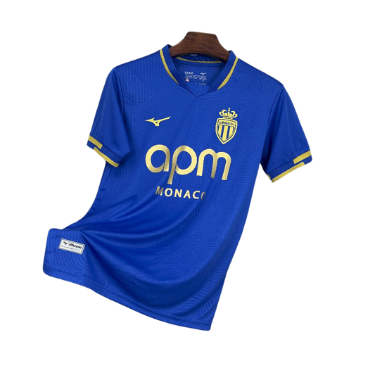 camisa-camiseta-mônaco-monaco-masculina-azul-dourada-away-ii-torcedor-mizuno-apm-25-26