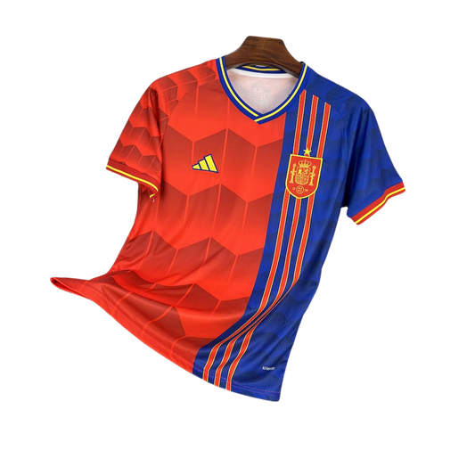 camisa-espanha-l-2025-26-torcedor-masculina-europa-titular-lançamento-home-primeira-vermelha-e-azul-adidas