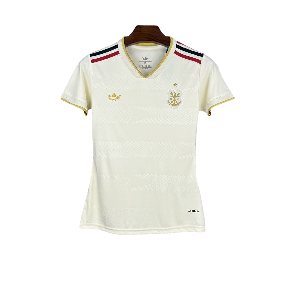 camisa-flamengo-lll-2025-26-torcedor-feminina-camiseta-lancamento-third-adidas-off-white-rubro-negro-clube-de-regatas-branco-branca-vermelha-preta-dourada-dourado