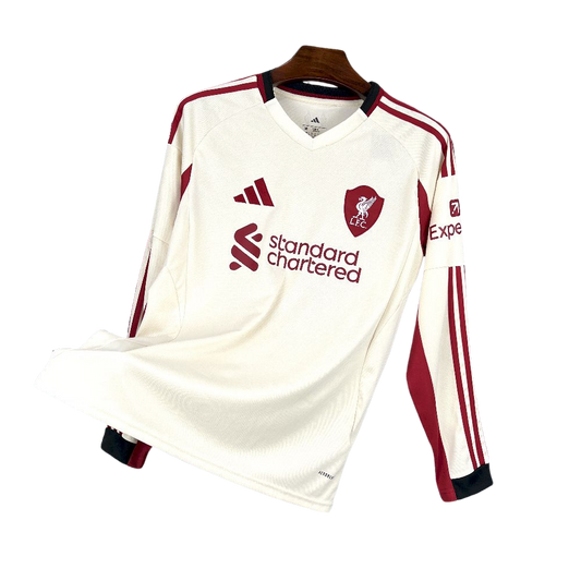 camisa-liverpool-il-manga-longa-2025-26-champions-league-lancamento-europeu-away-branco-vermelho-vermelha-branca-standard-expedia-adidas