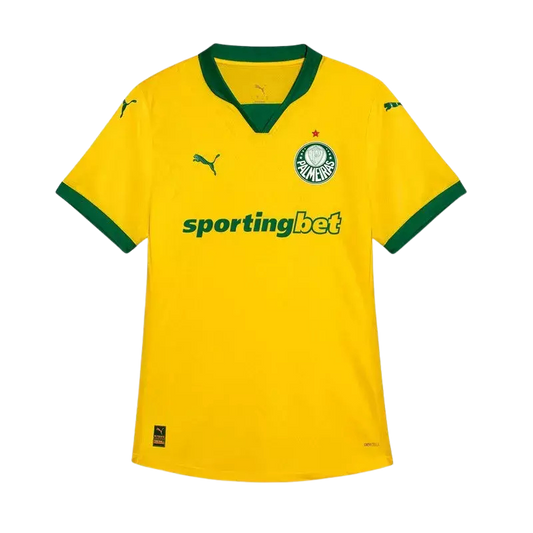 camisa-nova-palmeiras-verdão-sporting-bet-puma-allianz-park-amarela-e-verde-2025/26-terceira-third-lançamento-brasileiro
