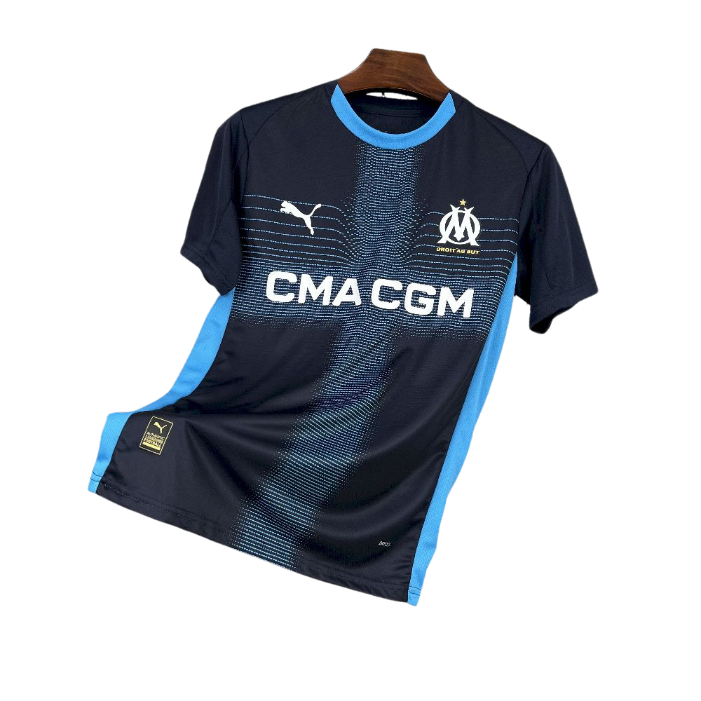 camisa-olympique-marseille-ll-2025-26-torcedor-masculina-camiseta-champions-league-lancamento-europeu-segunda-away-oficial-preto-preta-azul-cma-cgm-puma
