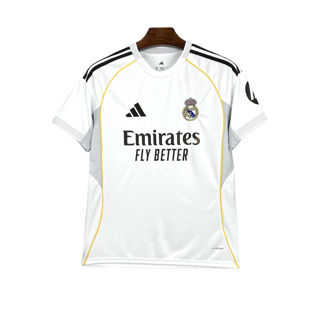 camisa-real-madrid-l-2025-26-torcedor-masculina-camiseta-champions-league-lancamento-europeu-primeira-home-oficial-branca-branco-adidas-emirates-fly-better-hp