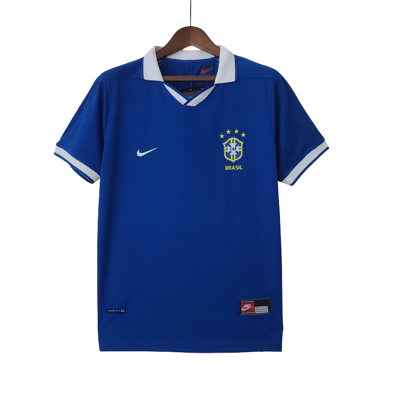 camisa-retrô-brasil-1997-azul camisa-seleção-brasileira-1997 uniforme-brasil-vintage-97 camisa-cbf-azul-retrô copa-do-mundo camiseta-brasil-1997-reserva