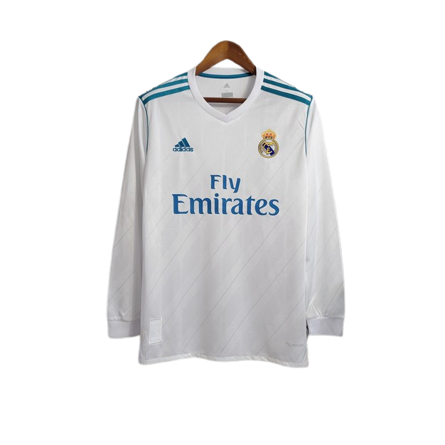 camisa-retro-real-madrid-i-manga-longa-2017-2018-antiga-home-primeira-oficial-europeu-branca-com-listras-azuis-branca-e-azul-fly-emirates-adidas-uniforme-camiseta