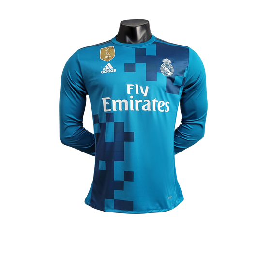 camisa-retro-real-madrid-il-manga-longa-2017-2018-antiga-away-segunda-oficial-europeu-azul-clara-e-azul-escura-uniforme-camiseta-fifa-fly-emirates-adidas-cr7-cristiano-ronaldo
