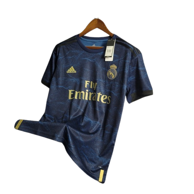 camisa-retro-real-madrid-ll-2019-20-antiga-away-segunda-oficial-europeu-azul-ceu-dourada-dourado-fly-emirates-adidas-cr7-cristiano-ronaldo-uniforme-camiseta