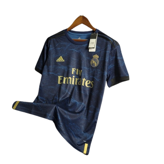 camisa-retro-real-madrid-ll-2019-20-antiga-away-segunda-oficial-europeu-azul-ceu-dourada-dourado-fly-emirates-adidas-cr7-cristiano-ronaldo-uniforme-camiseta