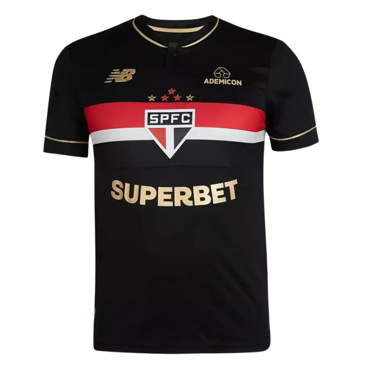 camisa-sao-paulo-lil-2025-26-torcedor-masculina-terceira-third-camiseta-lancamento-preta-dourada-preto-dourado-new-balance-ademicon-superbet