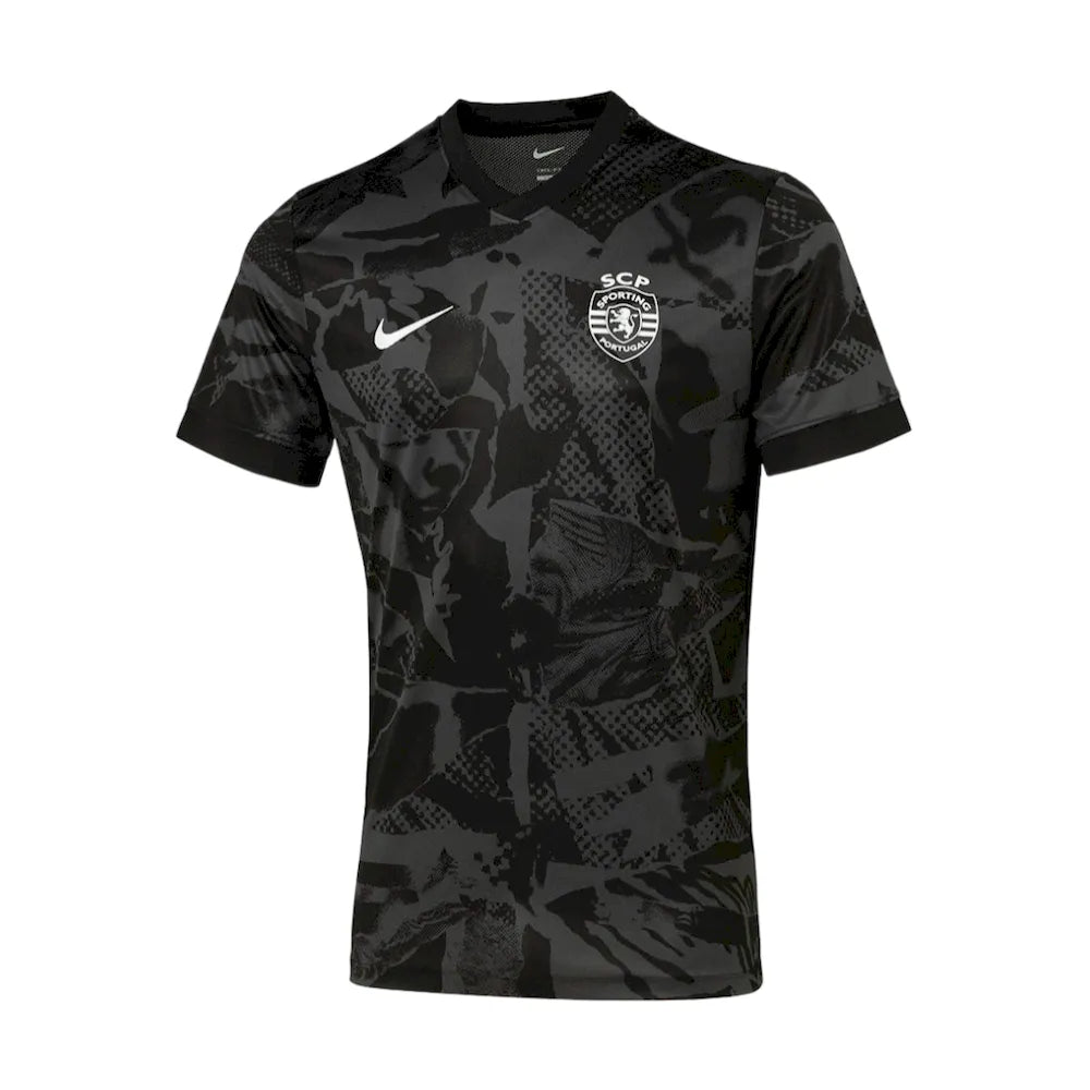 camisa-sporting-pre-jogo-2025-26-torcedor-masculina-camiseta-champions-league-lancamento-europeu-preta-preto-cinza-scp-portugal-nike