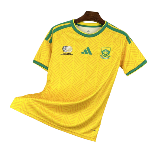 camisa africa do sul 2026 titular amarela verde camiseta seleção sul africana masculina nova atual copa do mundo uniforme jogo futebol south africa premium
