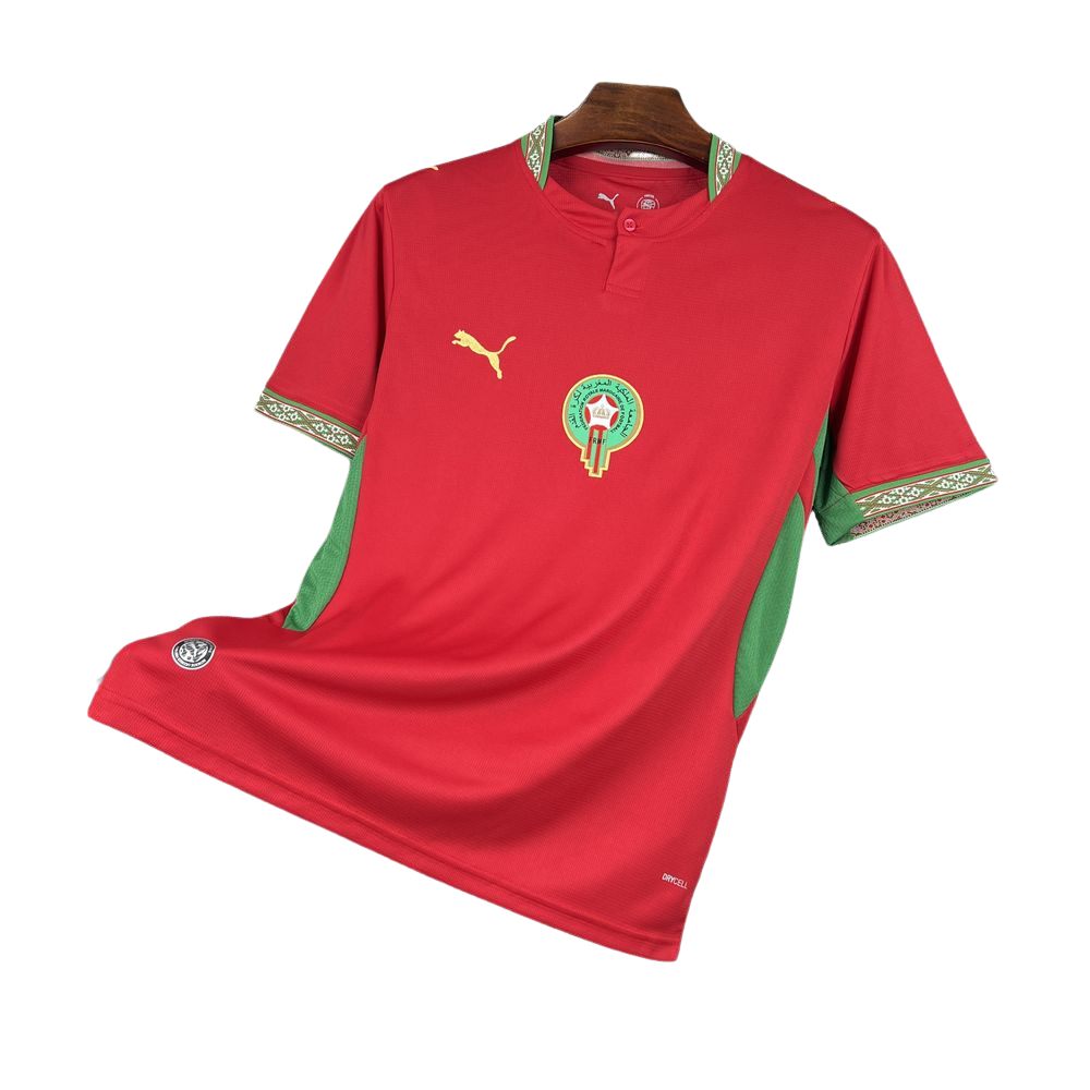 camisa marrocos 2026 titular vermelha camiseta seleção marroquina masculina nova atual copa do mundo uniforme jogo futebol marrocos premium
