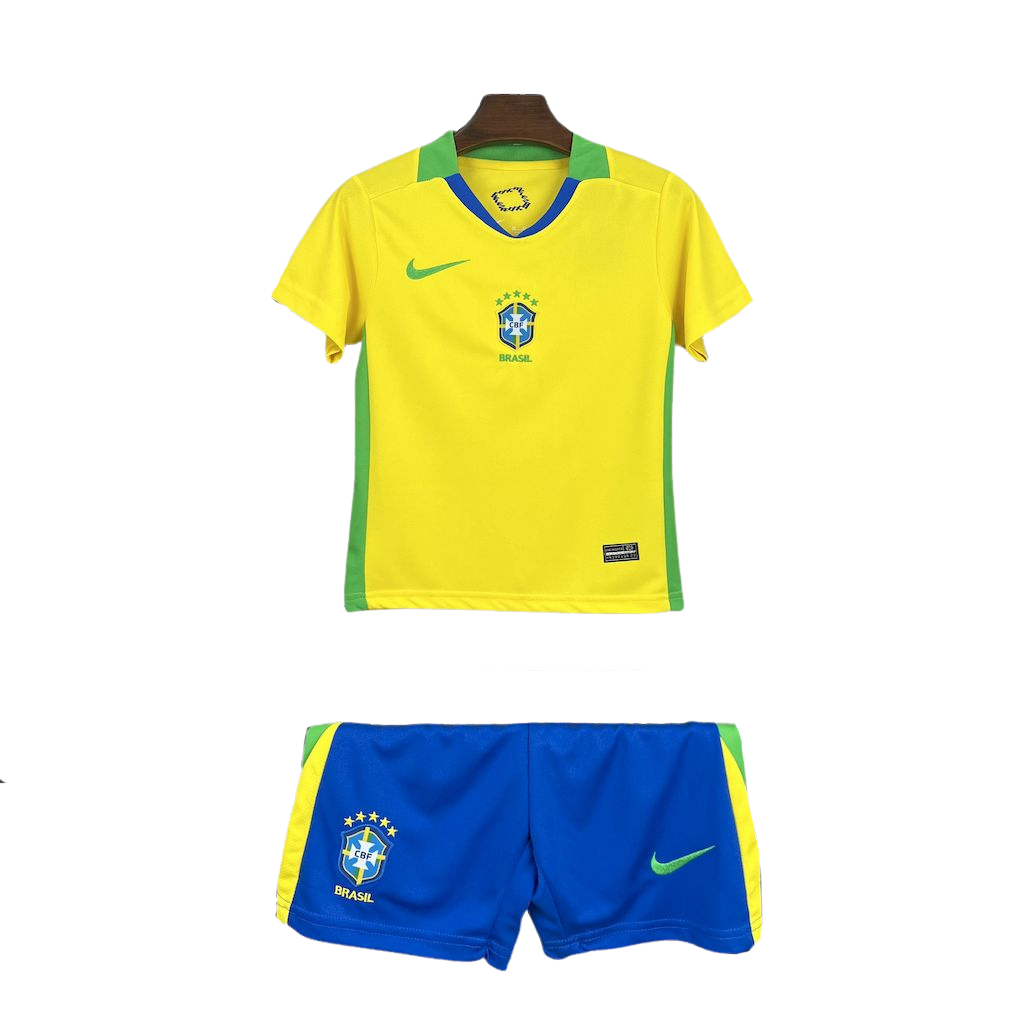 kit-infantil-brasil-2025-amarelo conjunto-infantil-seleção-brasileira-2026 uniforme-infantil-brasil-casa camisa-e-short-brasil-criança copa-do-mundo kit-cbf-infantil-oficial